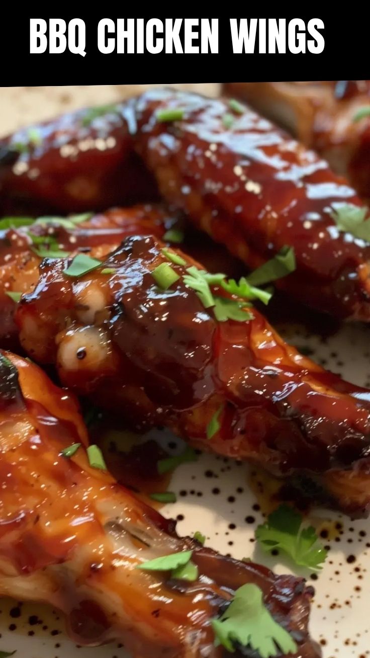 Close-up of perfectly grilled BBQ chicken wings, crispy and saucy