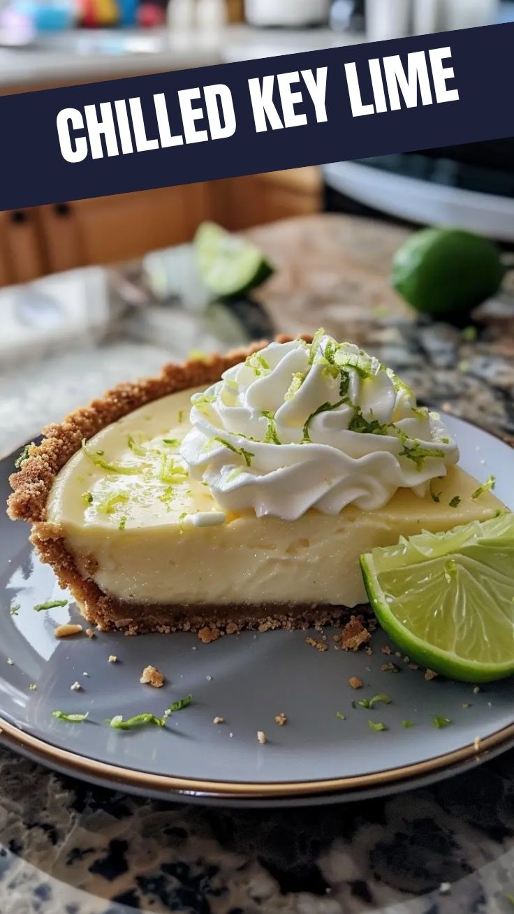 A vibrant slice of key lime pie with a graham cracker crust and whipped cream.