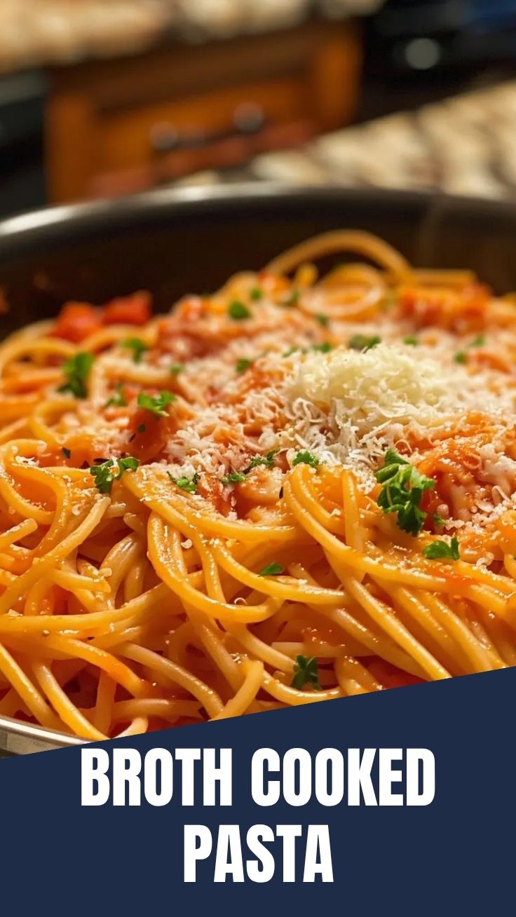 A steaming bowl of one pot pasta served on a kitchen counter.