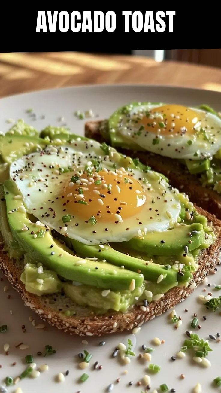 A freshly prepared avocado toast on a ceramic plate, ready to eat.