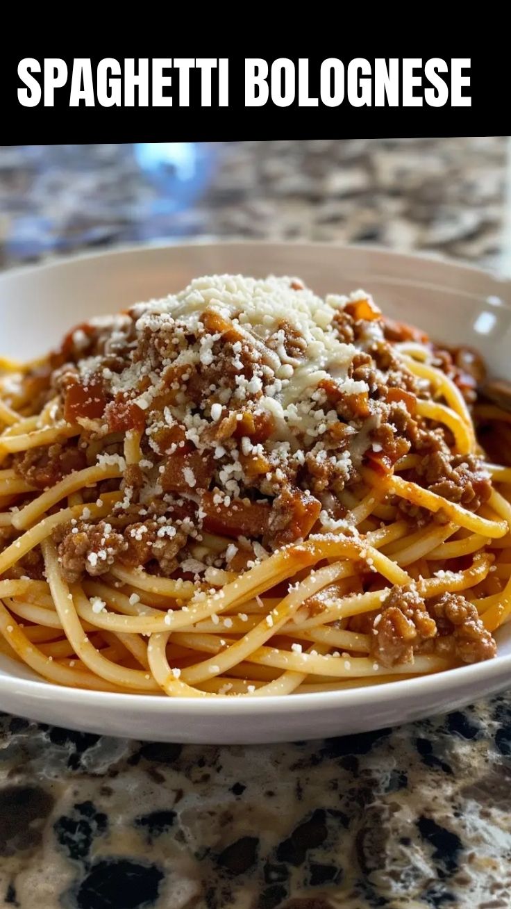 A steaming plate of spaghetti bolognese topped with fresh basil.
