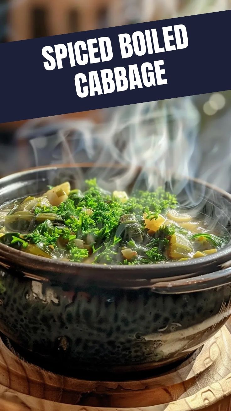 An overhead shot of a vibrant, steaming viral cabbage boil in a large pot.