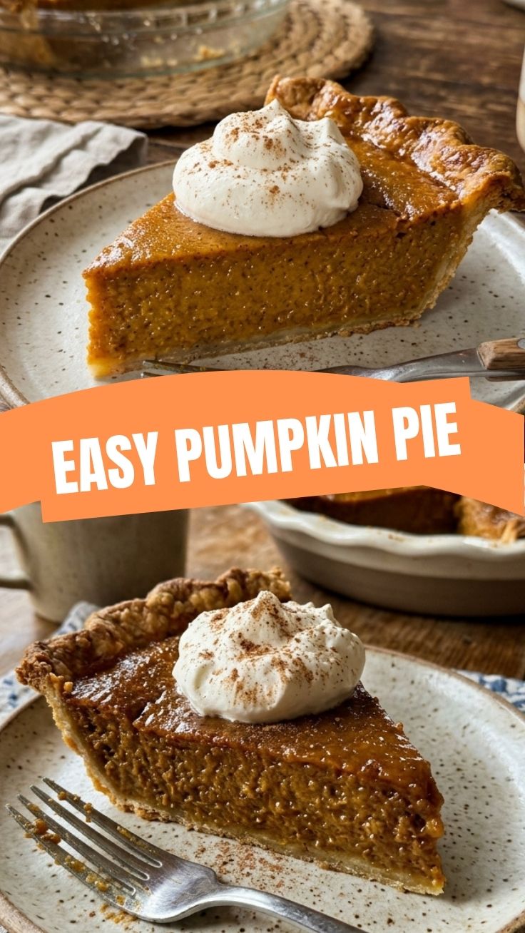 A freshly baked pumpkin pie with a golden-brown crust