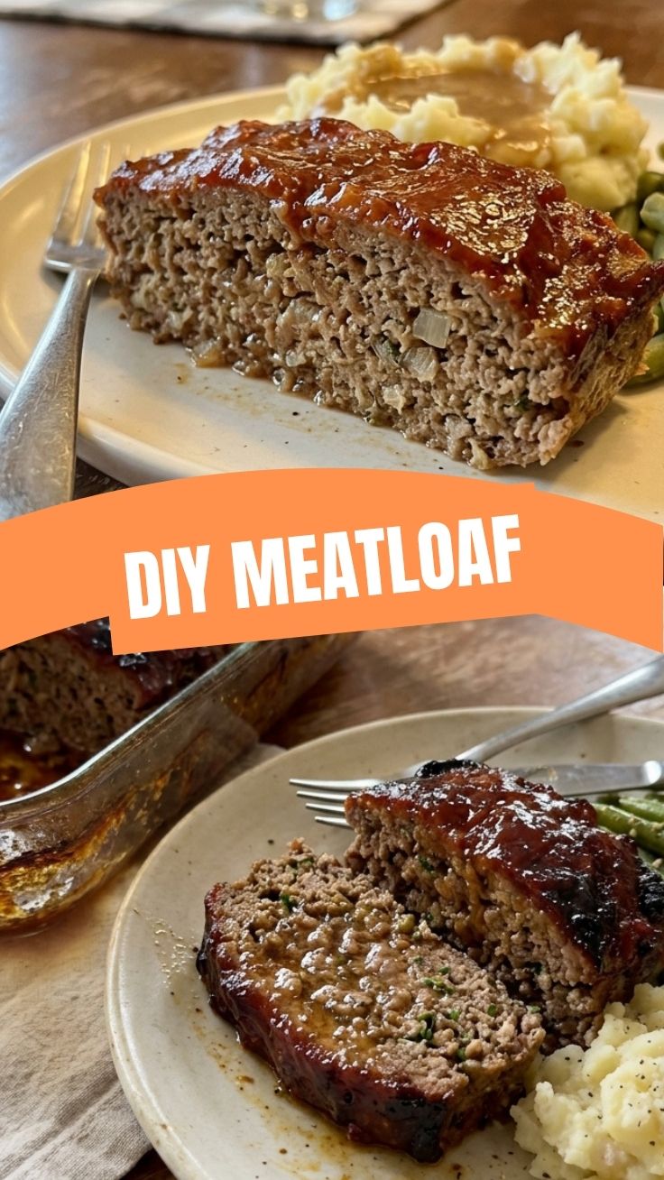 A freshly baked meatloaf, perfectly browned with a savory glaze.