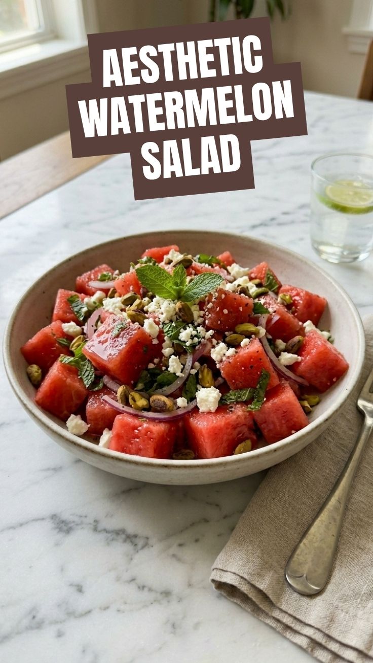 A vibrant watermelon salad with feta and mint