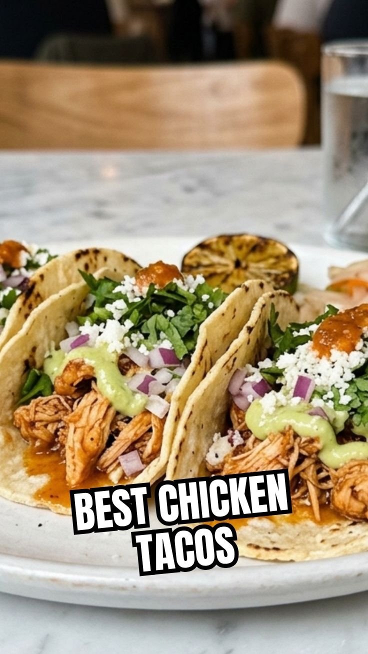 Delicious chicken tacos with fresh toppings