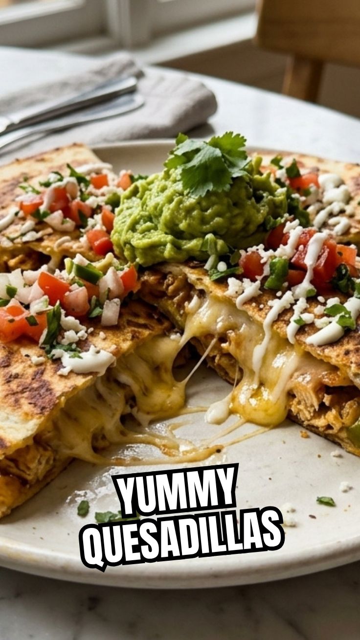Delicious, savory quesadillas with melted cheese and a golden-brown tortilla.