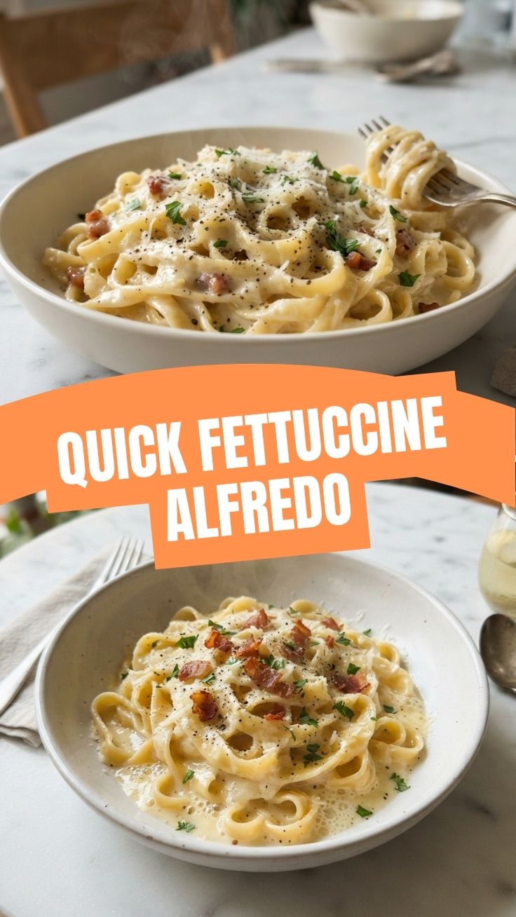 A plate of creamy fettuccine Alfredo garnished with fresh parsley