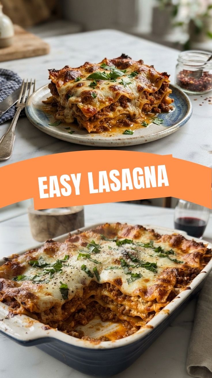 A freshly baked lasagna with bubbling cheese and rich tomato sauce